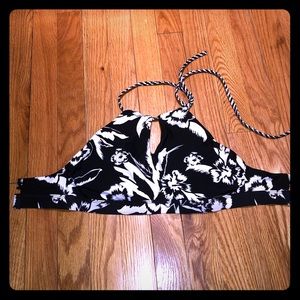 Black and White Halter Bikini Top